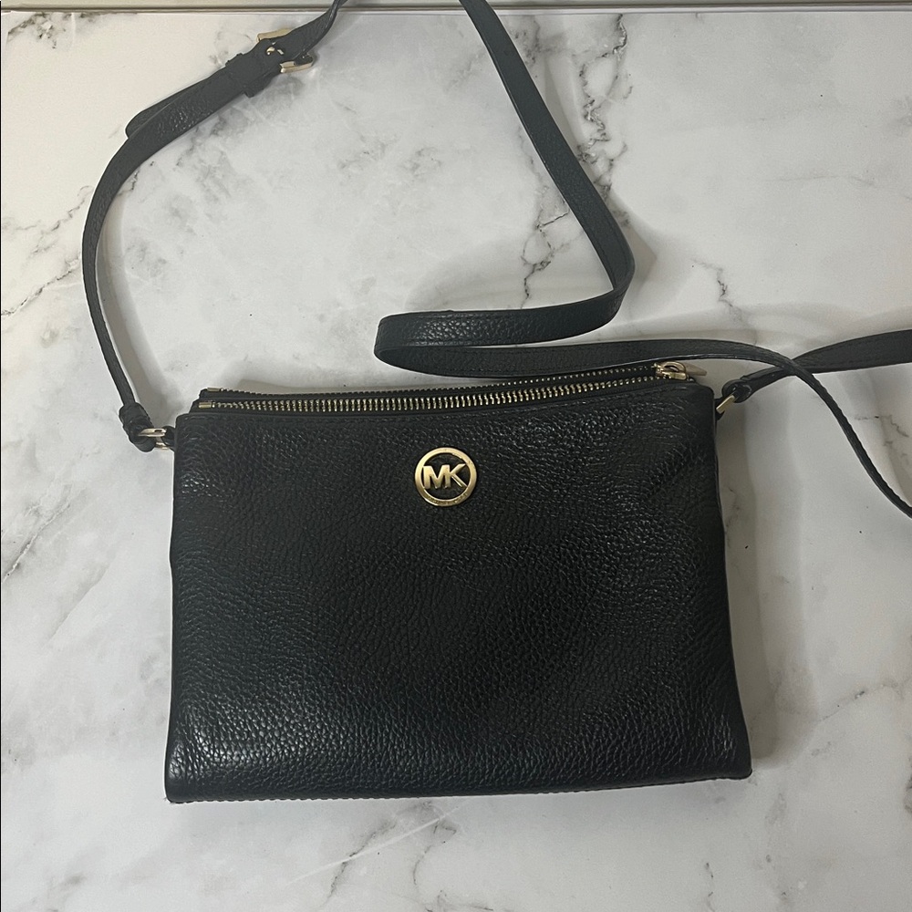Michael Kors Black Leather Crossbody Bag
